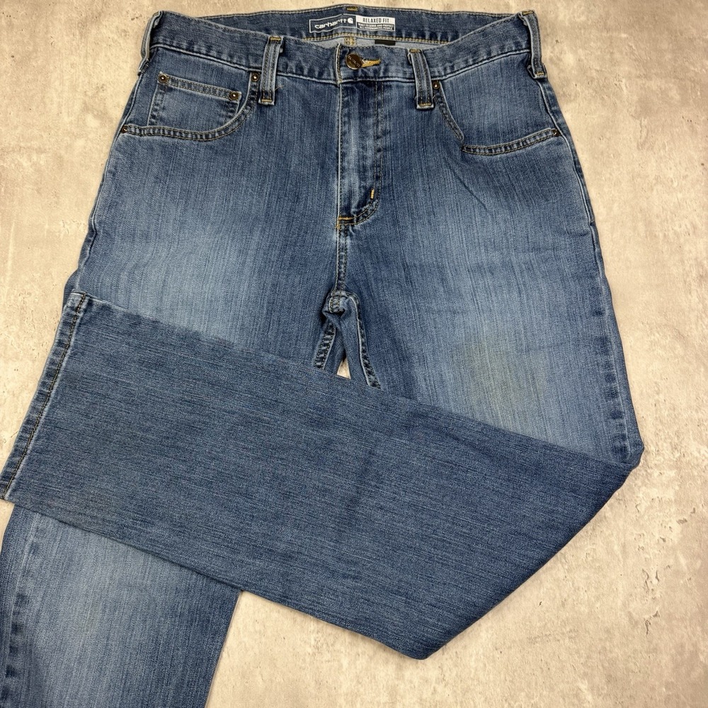 Carhartt Jeans Mens 30x30 Workwear Light Wash Relaxed Fit Straight Blue USA